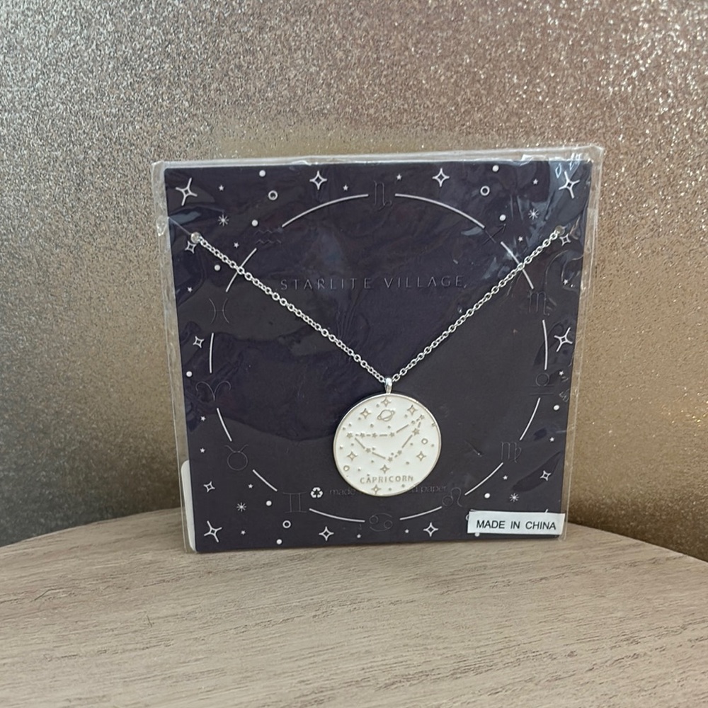 Starlite Village Capricorn Zodiac Necklace with Silver Chain NWT